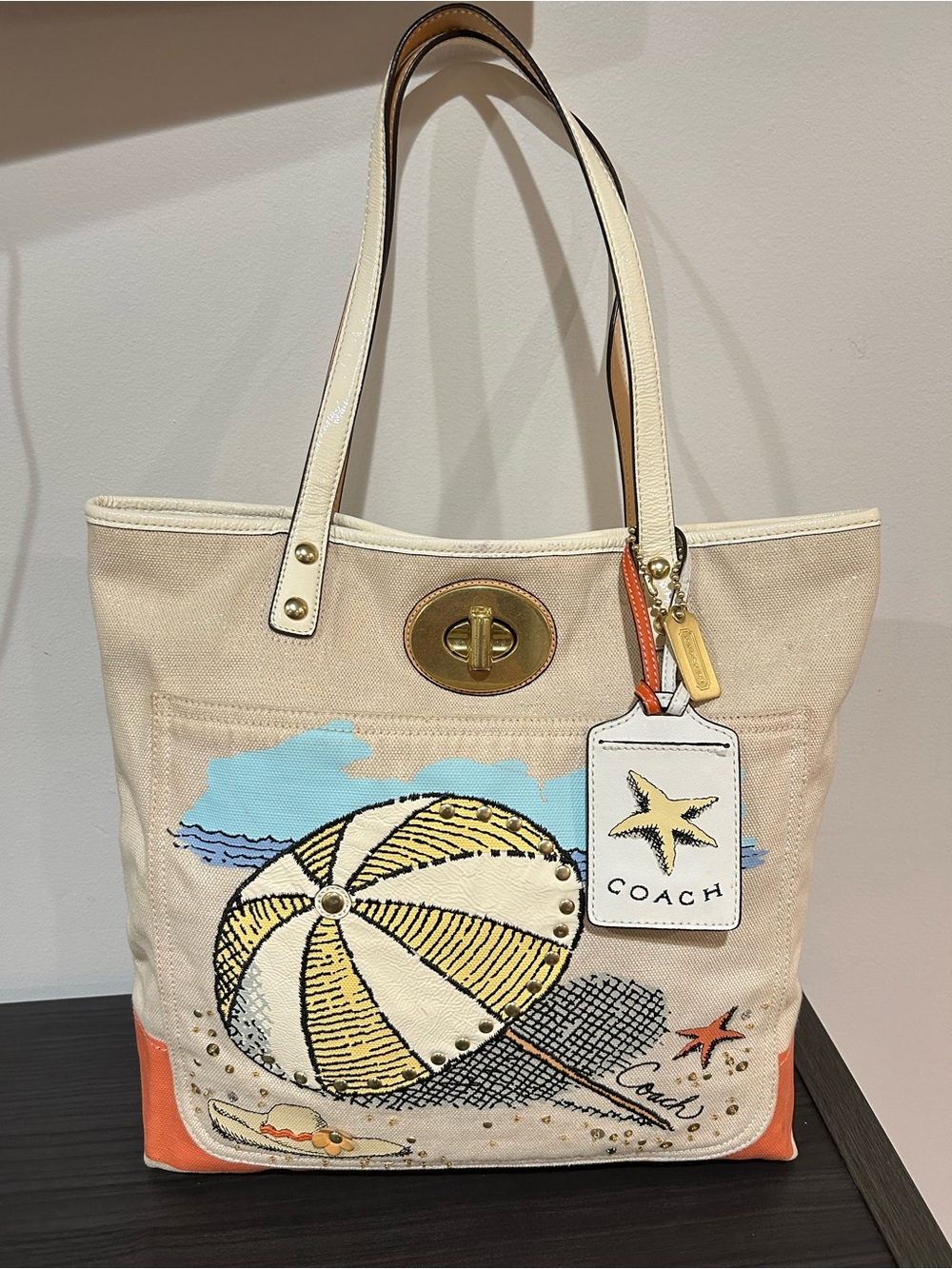 Coach Pierre Le-Tan Beach Umbrella Canvas Tote (Style# 14962) limited-edition - Picture 3 of 16